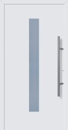 plain white front door with horizontal rectangle shape