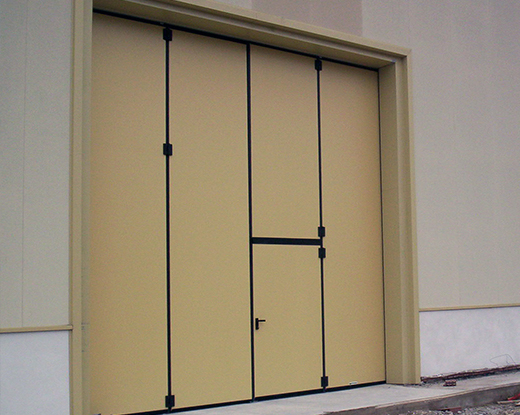 Internal view of Samson Apollo folding door with personnel entrance door